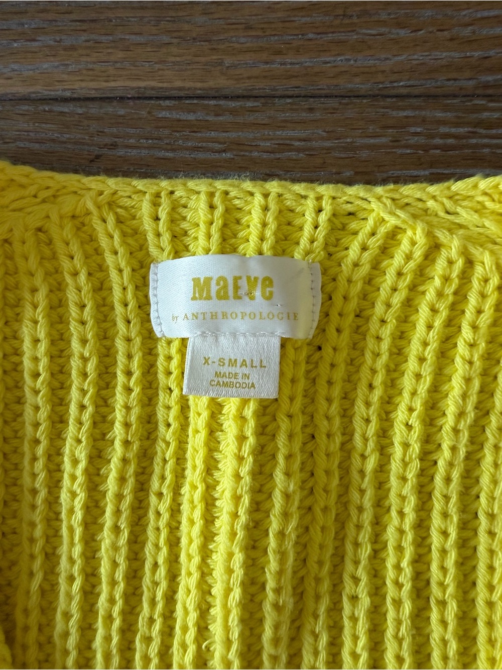Anthropologie Maeve Yellow Chunky Knit V-Neck Sweater XS NWT - Picture 6 of 6